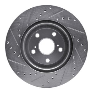 Lexus RX330 Brake Rotor (1) - Front Right - R1 Concepts - Drilled & Slotted - Silver - `04-`09